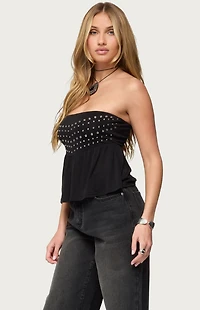 Edikted Alease Stud & Grommet Strapless Top