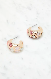 LA Hearts Chunky Gemstone Hoop Earrings