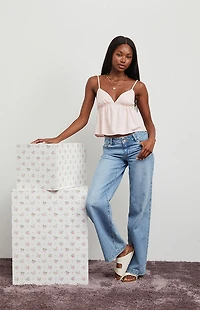 LA Hearts Linen V-Neck Babydoll Tank Top