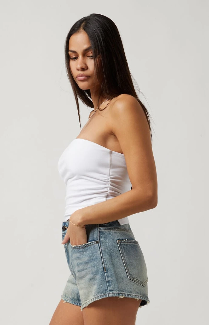 Pacsun Medium Indigo Distressed Denim Mom Shorts