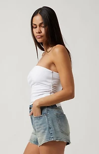 Pacsun Medium Indigo Distressed Denim Mom Shorts