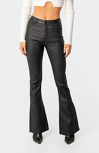 Edikted Luna Faux Leather Flare Jeans