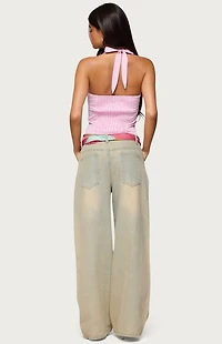 Edikted Caitie Striped Buckle Halter Top