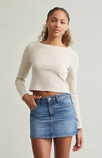 Pacsun Bella Stretch Dark Indigo Mid Rise Denim Mini Skirt