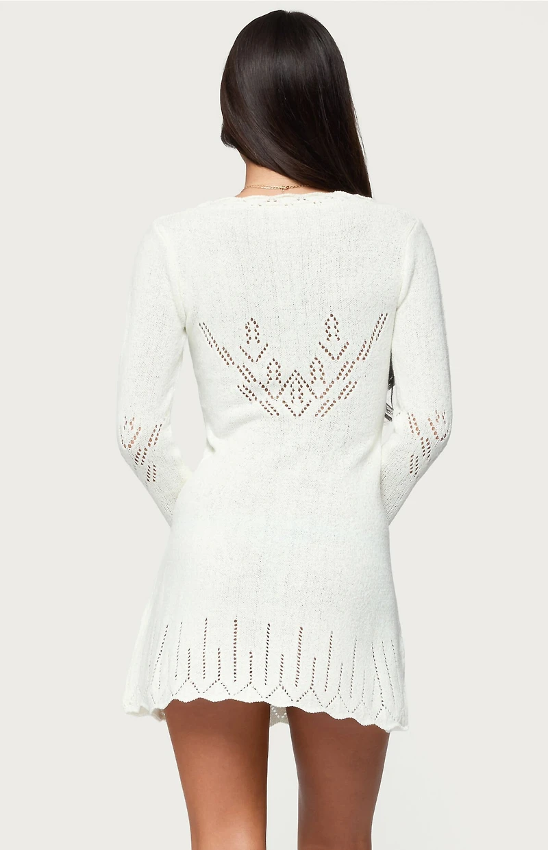 Edikted Shaia Pointelle Knit Mini Dress