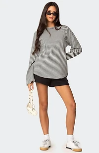 Edikted Stripey Oversized Bell Sleeve Top