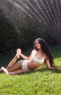 Pacsun Yellow Gingham Alina Smocked Bralette Bikini Top