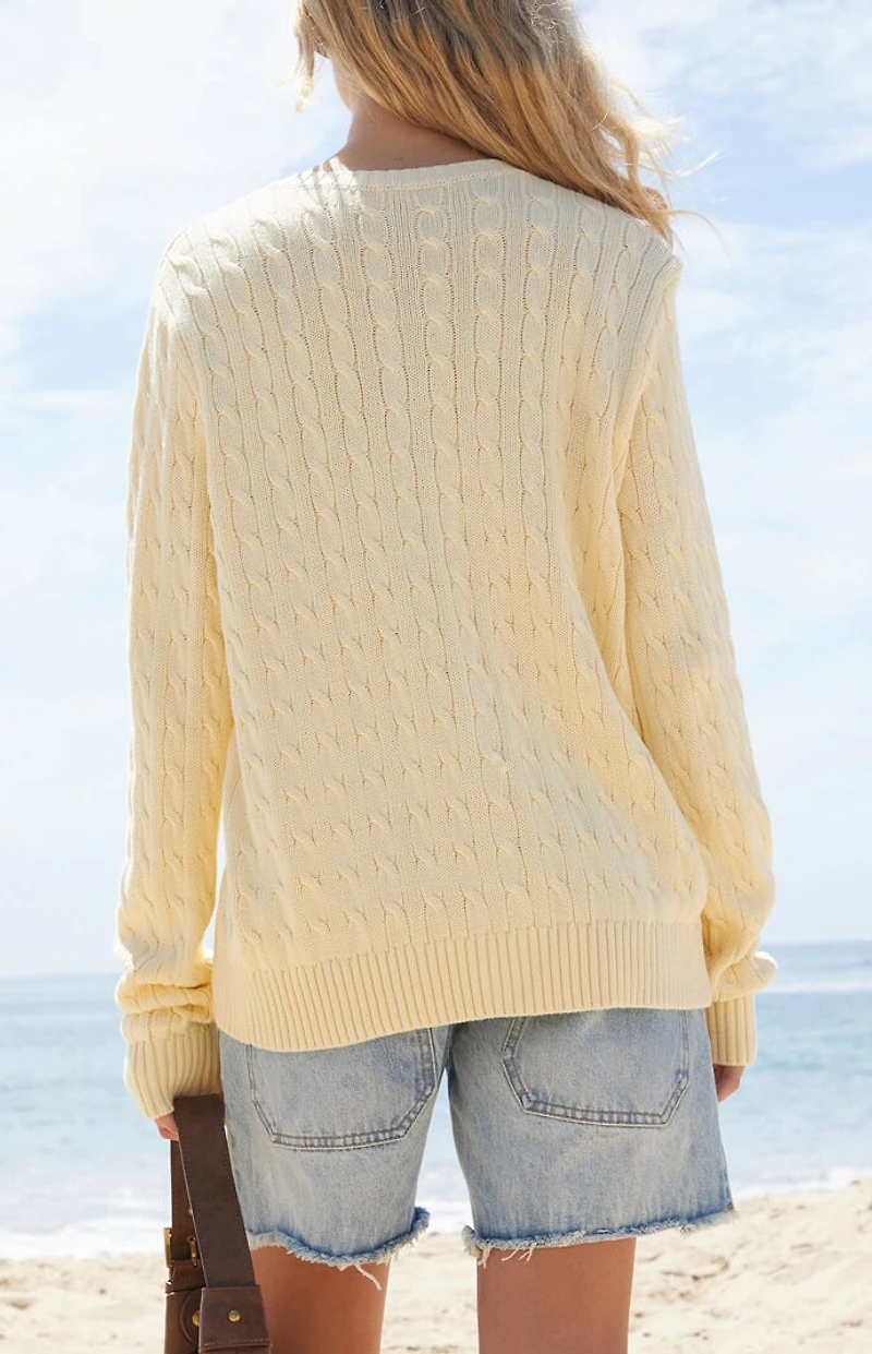 John Galt Yellow Cable Knit Oversized Cardigan