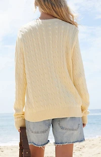 John Galt Yellow Cable Knit Oversized Cardigan