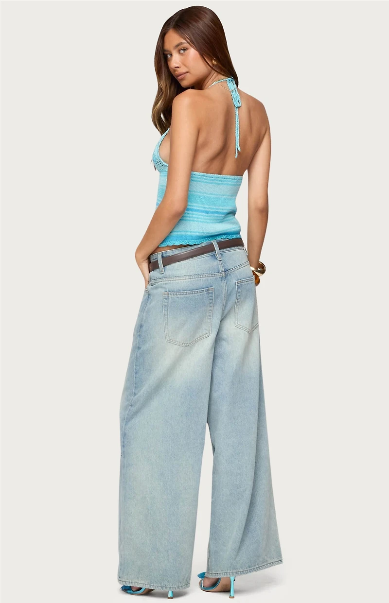 Edikted Suanne Crochet & Knit Stripey Halter Top