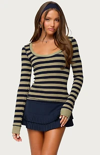 Edikted Rainey Striped Long Sleeve Top