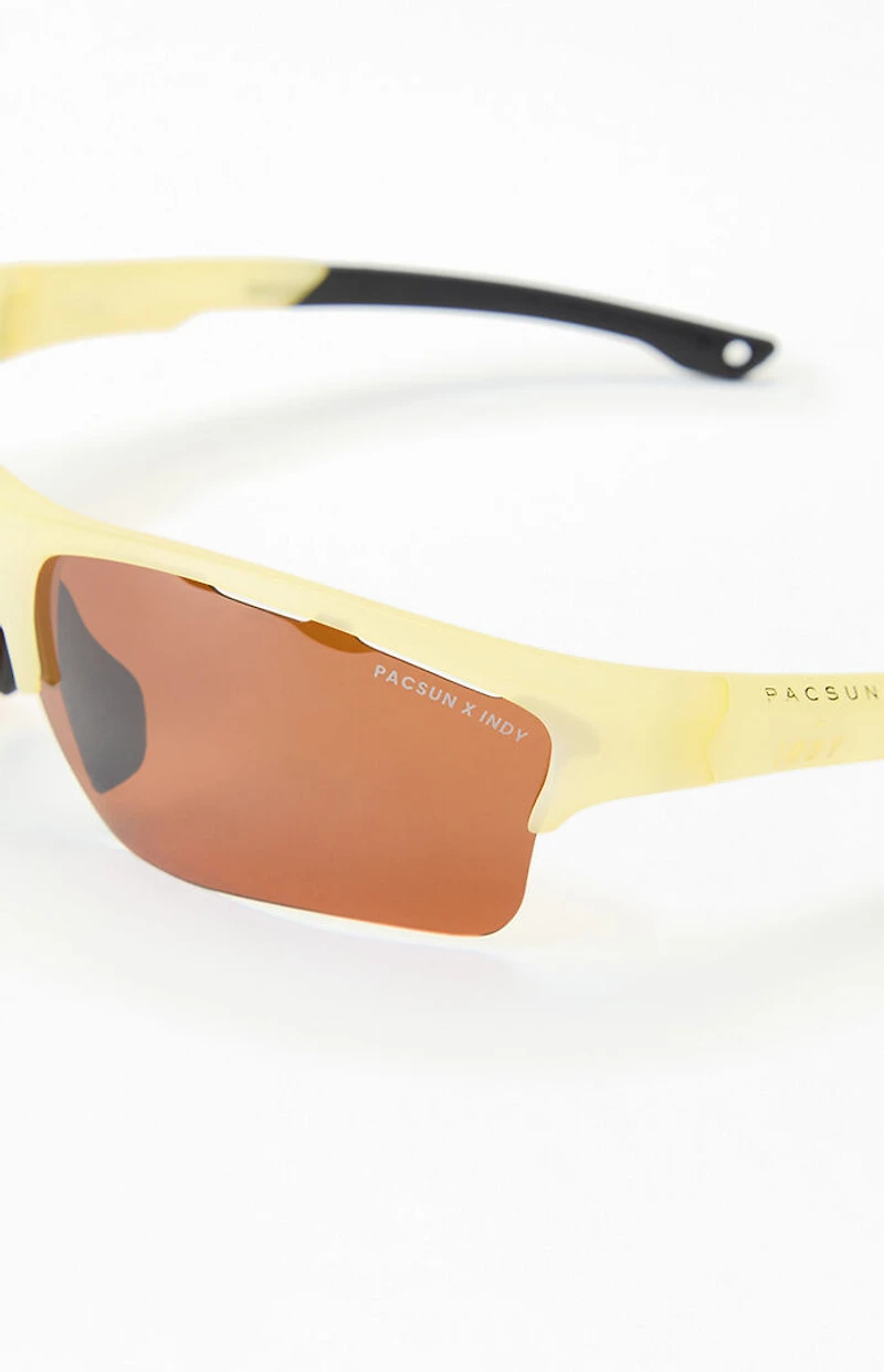 INDY Sunglasses x PacSun Cream Classic Sport Shield Sunglasses