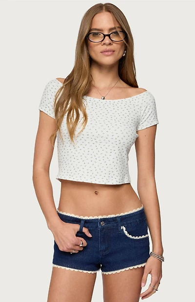 Edikted Perry Floral Boat Neck Top