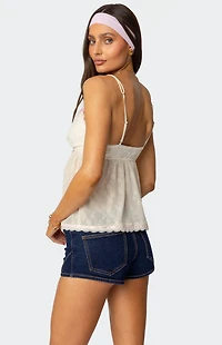 Edikted Ribbon Sheer Lace Babydoll Top