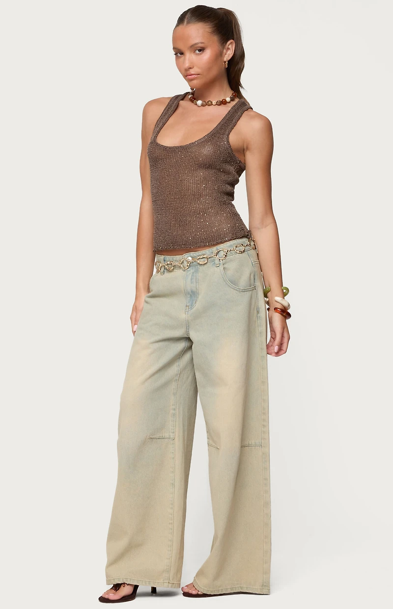 Edikted Eleora Sequin Knit Tank Top