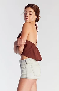 Pacsun Light Indigo Button Tab Denim Micro Shorts