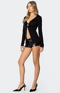 Edikted Daria Split Front Long Sleeve Top