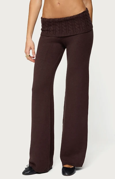 Edikted Lula Cable Knit Foldover Pants