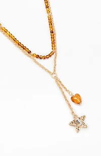 LA Hearts Raven Beaded Layered Necklace