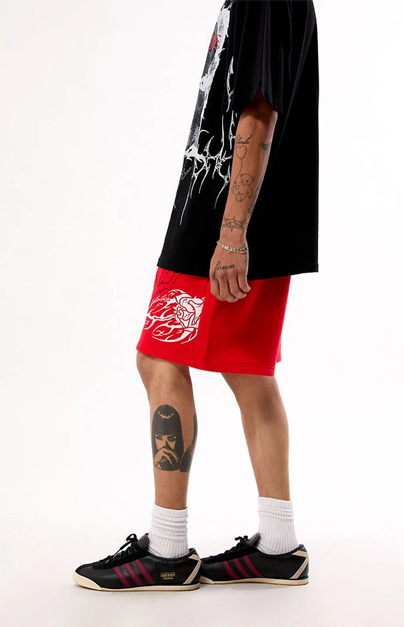 Civil Red Thorn Of The Stem Sweat Shorts