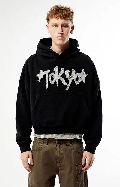 Pacsun Black Tokyo Raw Applique Cropped Hoodie