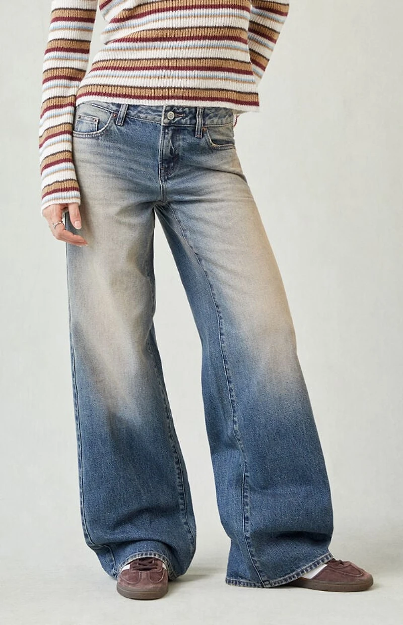 Pacsun Casey Low Rise Baggy Jeans Dark Blue Tinted