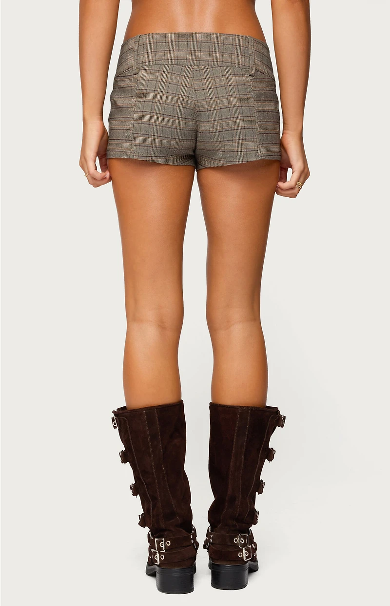 Edikted Ayvey Plaid Tailored Micro Shorts