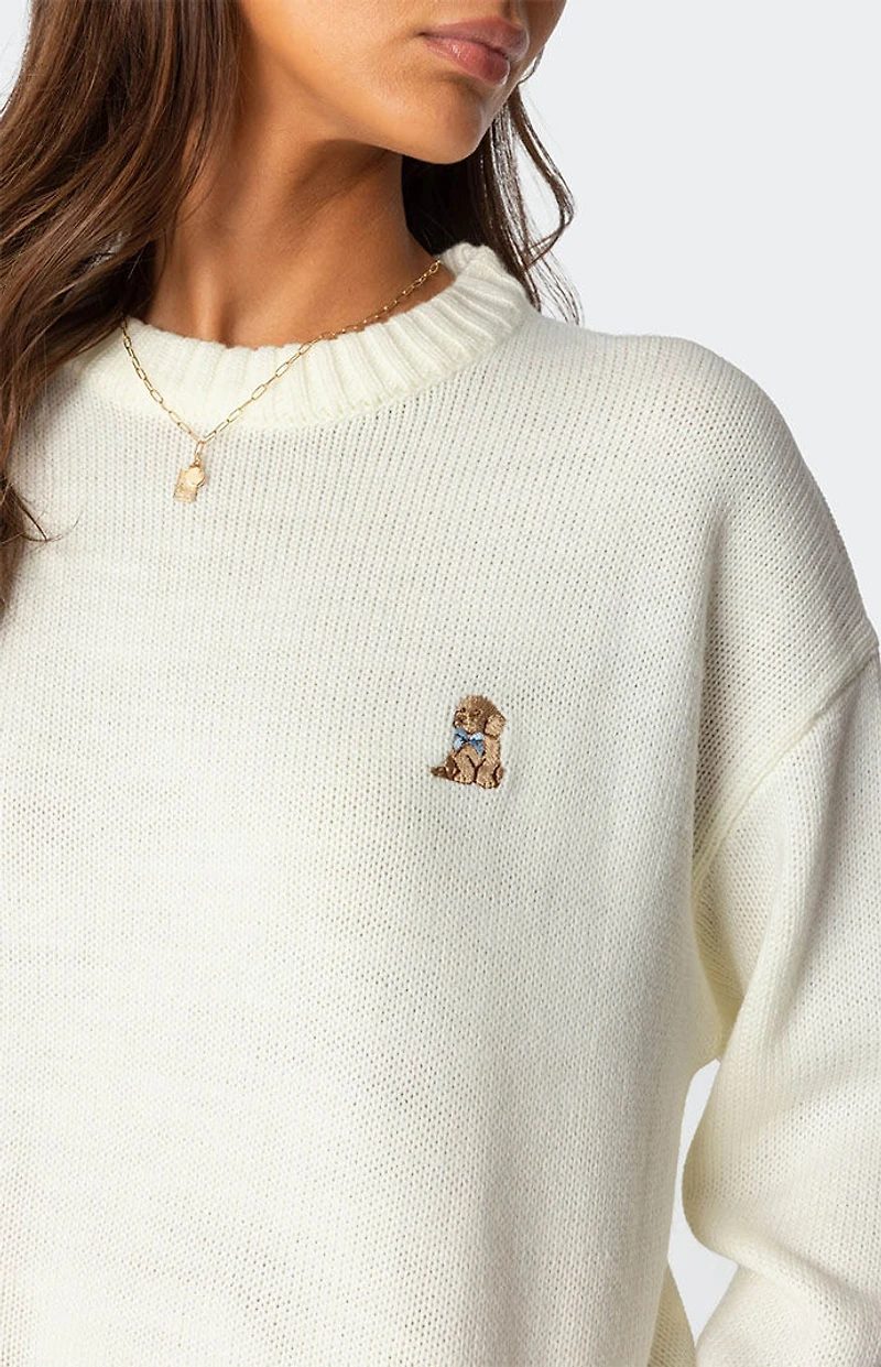 Edikted Puppy Love Embroidered Sweater