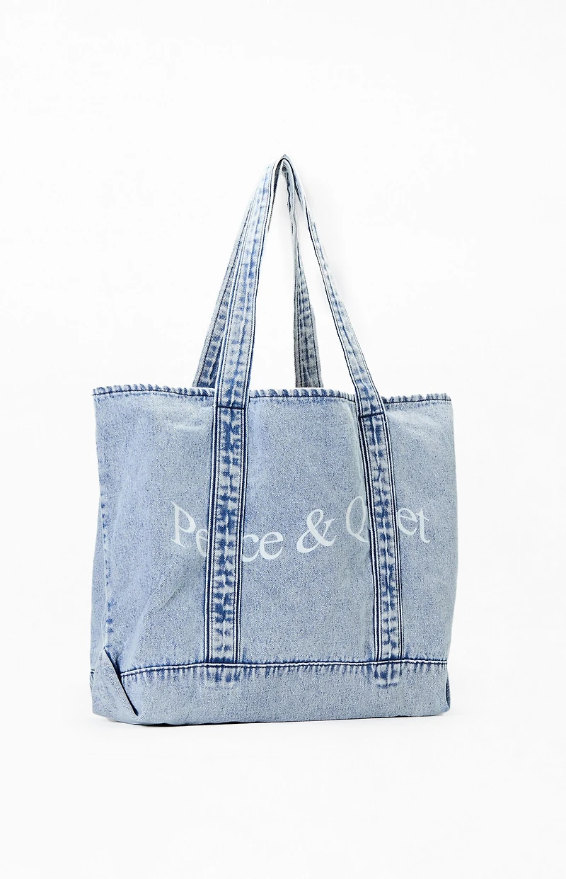 MUSEUM OF PEACE & QUIET Wordmark Denim Boat Tote Bag