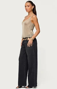 Edikted Ery Wide Leg Mid Rise Jeans