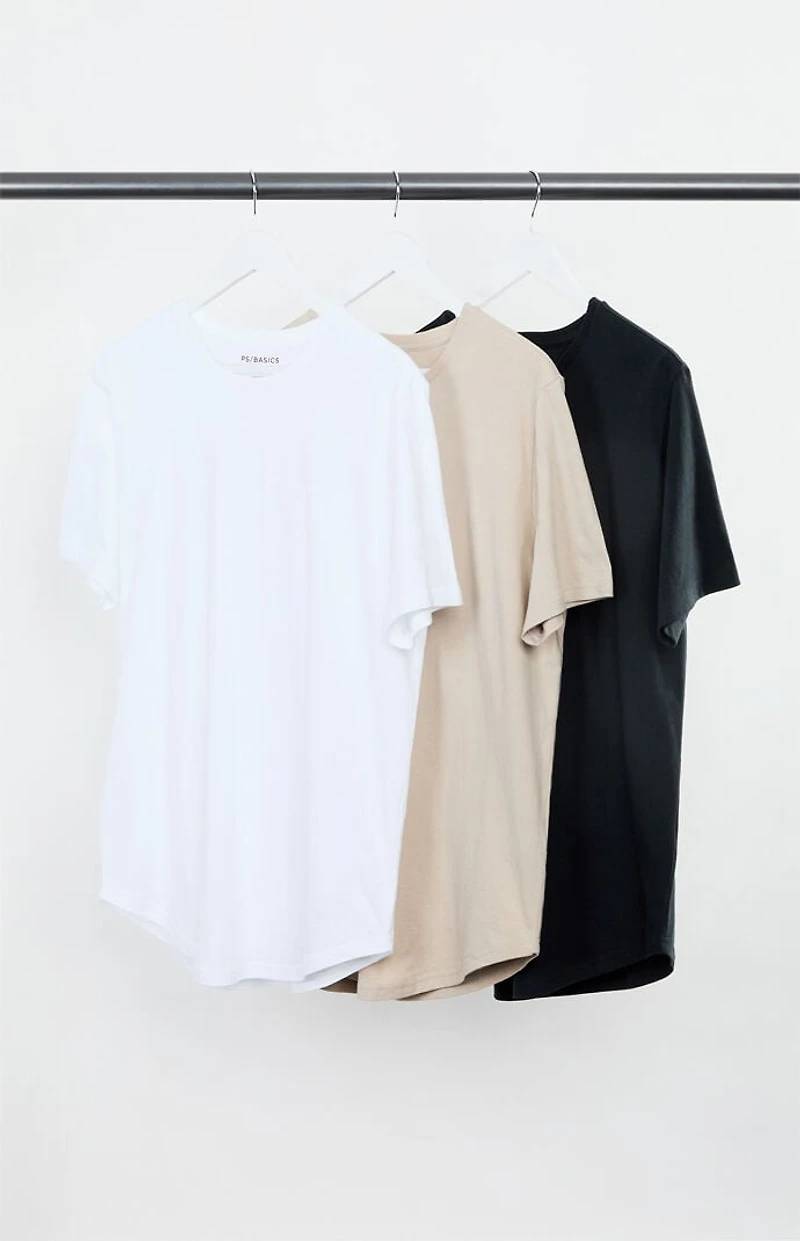Pacsun 3 Pack Solid Color Scallop T-Shirts
