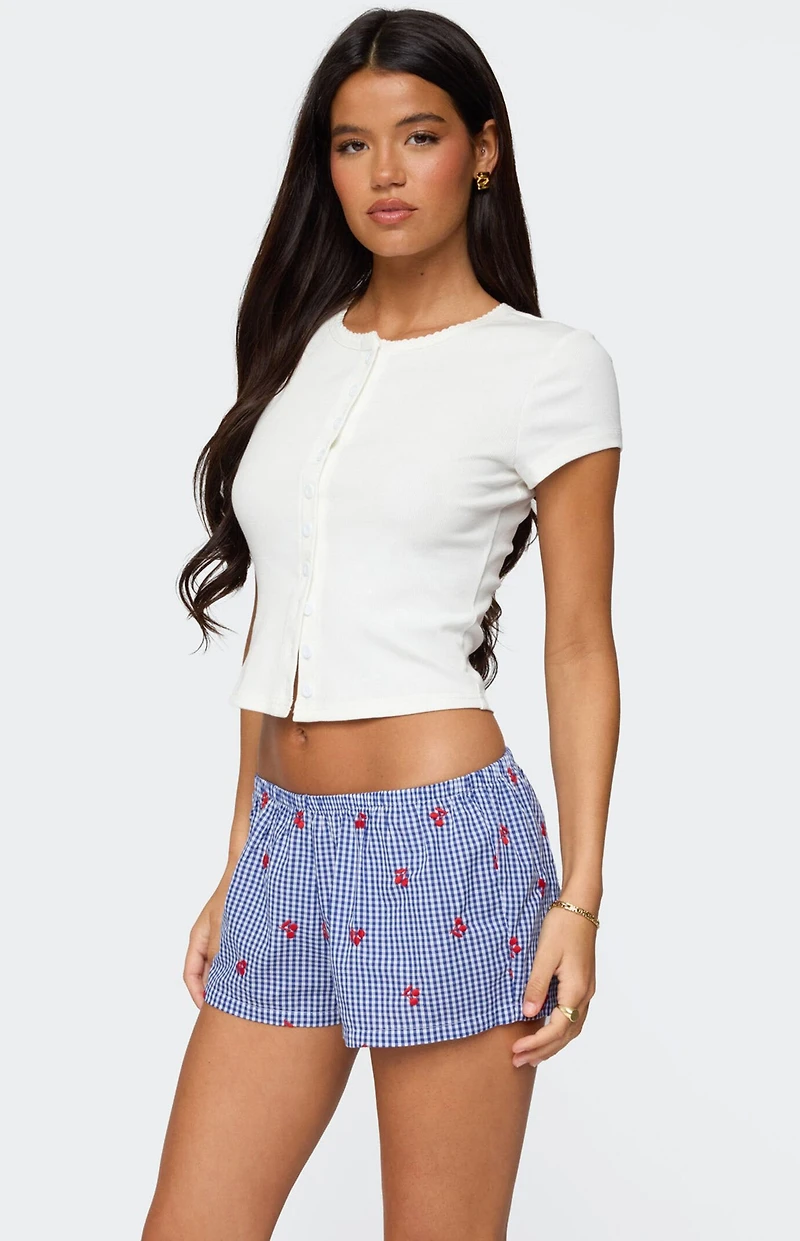 Edikted Solina Ribbed Button Up Top