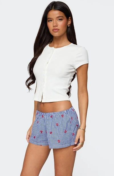 Edikted Solina Ribbed Button Up Top