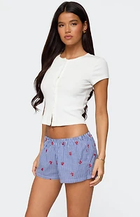 Edikted Solina Ribbed Button Up Top