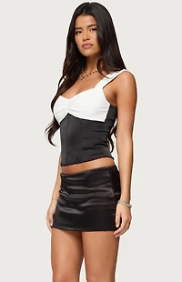 Edikted Leandre Contrast Satin Effect Boned Top