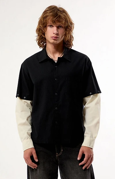 Pacsun Black & White 2fer Long Sleeve Shirt