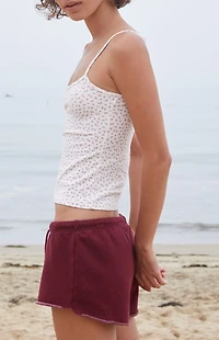 John Galt Skylar White Floral Cropped Tank Top