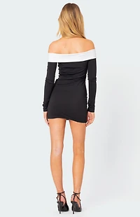 Edikted Yolanda Contrast Fold Over Mini Dress
