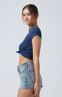 Pacsun Light Indigo High Waisted Denim Festival Shorts