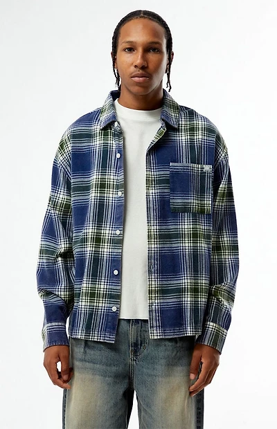 Pacsun Blue Plaid Long Sleeve Flannel Shirt