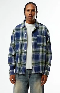 Pacsun Blue Plaid Long Sleeve Flannel Shirt