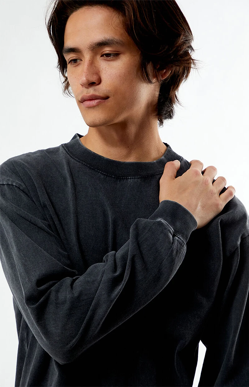 Pacsun Washed Black Premium Cropped Long Sleeve T-Shirt