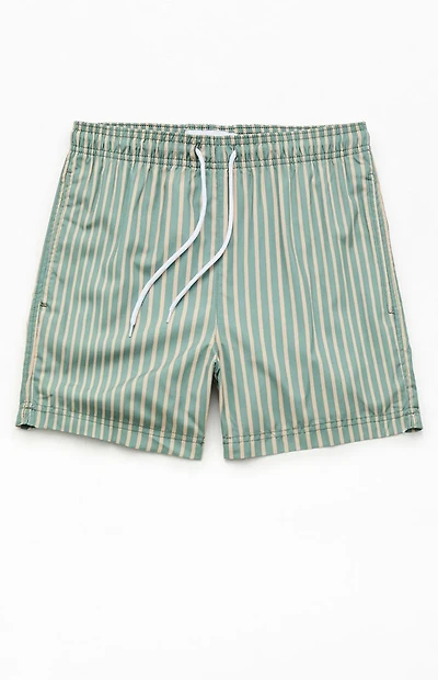 Pacsun Moss Striped 4.5" Swim Trunks