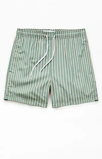 Pacsun Moss Striped 4.5" Swim Trunks