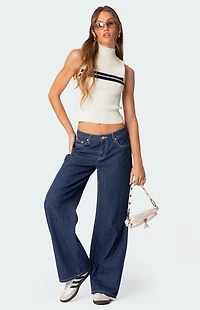 Edikted Pinstripe Low Rise Jeans