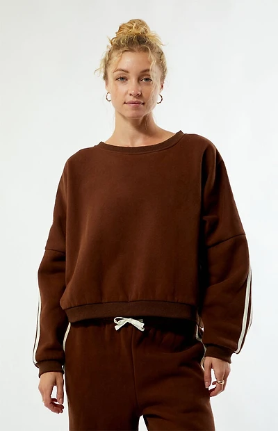 Rhythm Brown Contrast Crew Neck Sweatshirt