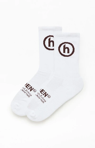 Hidden NY Brown & White Classic Crew Socks