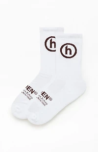 Hidden NY Brown & White Classic Crew Socks