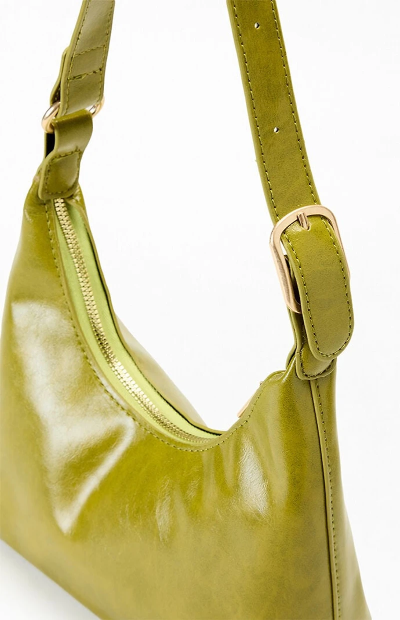 Pacsun Paige Green Faux Leather Shoulder Bag