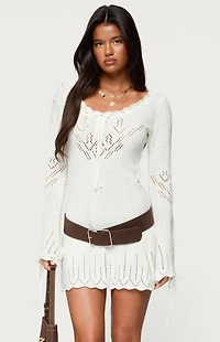 Edikted Shaia Pointelle Knit Mini Dress